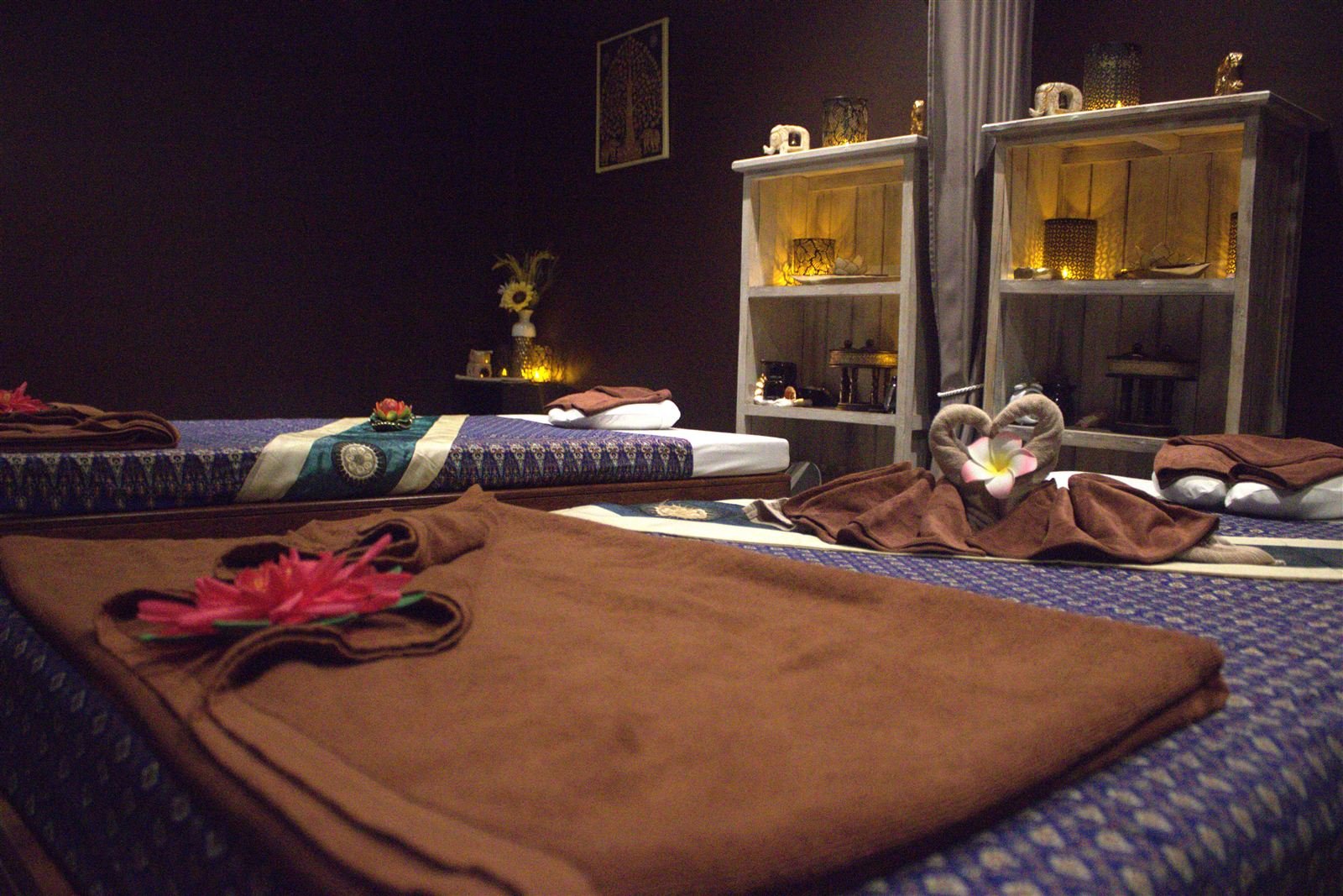 Salle de massage duo, ambiance tamisée